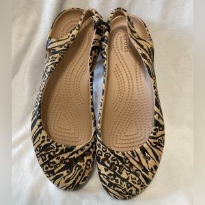 NWOT Crocs 205078 Kadee Graphic Slingback FlatLeopard Women’s Size 7